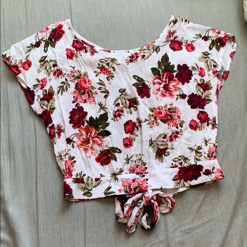 white and flowered blouse